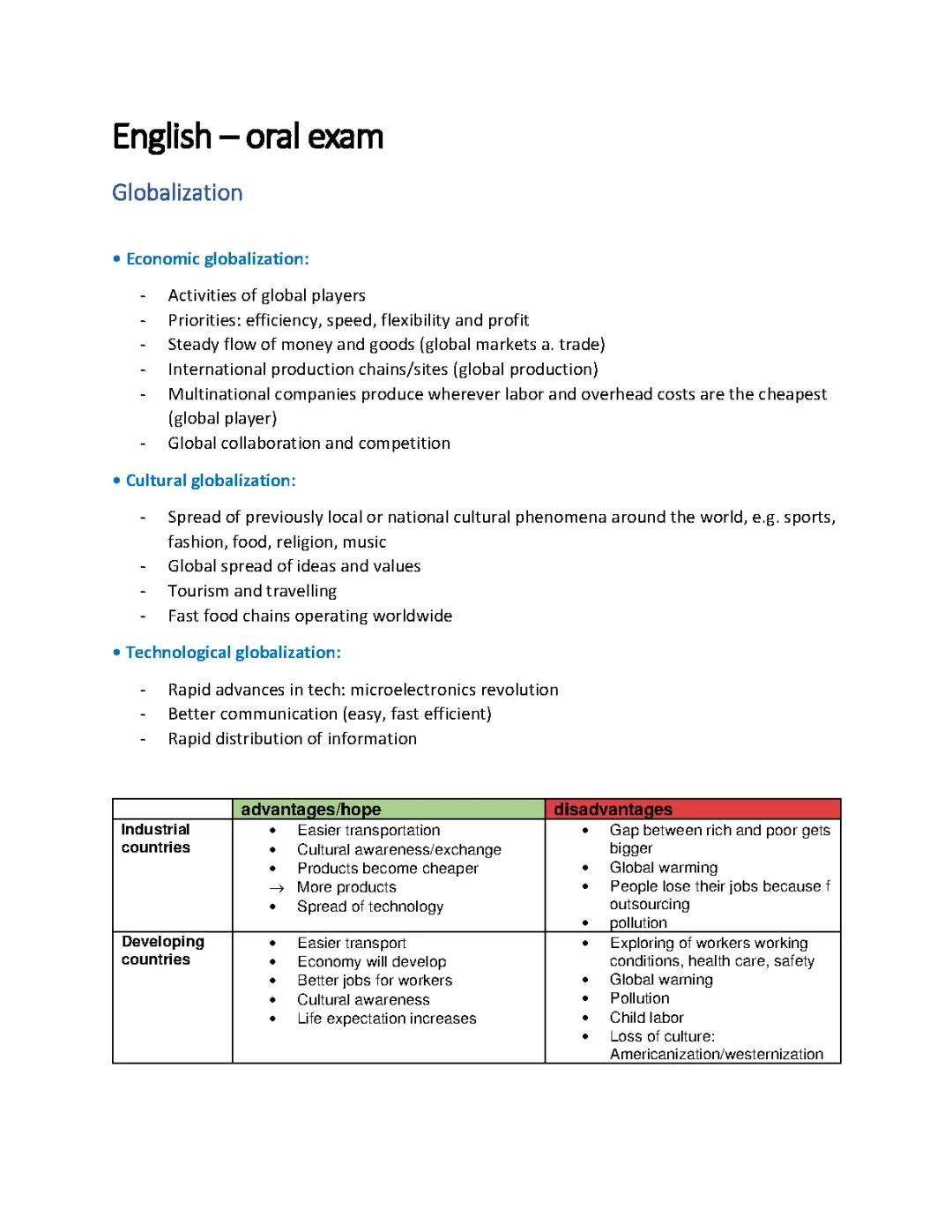 Cartoon Globalization: Your Guide to Oral Exam Success!