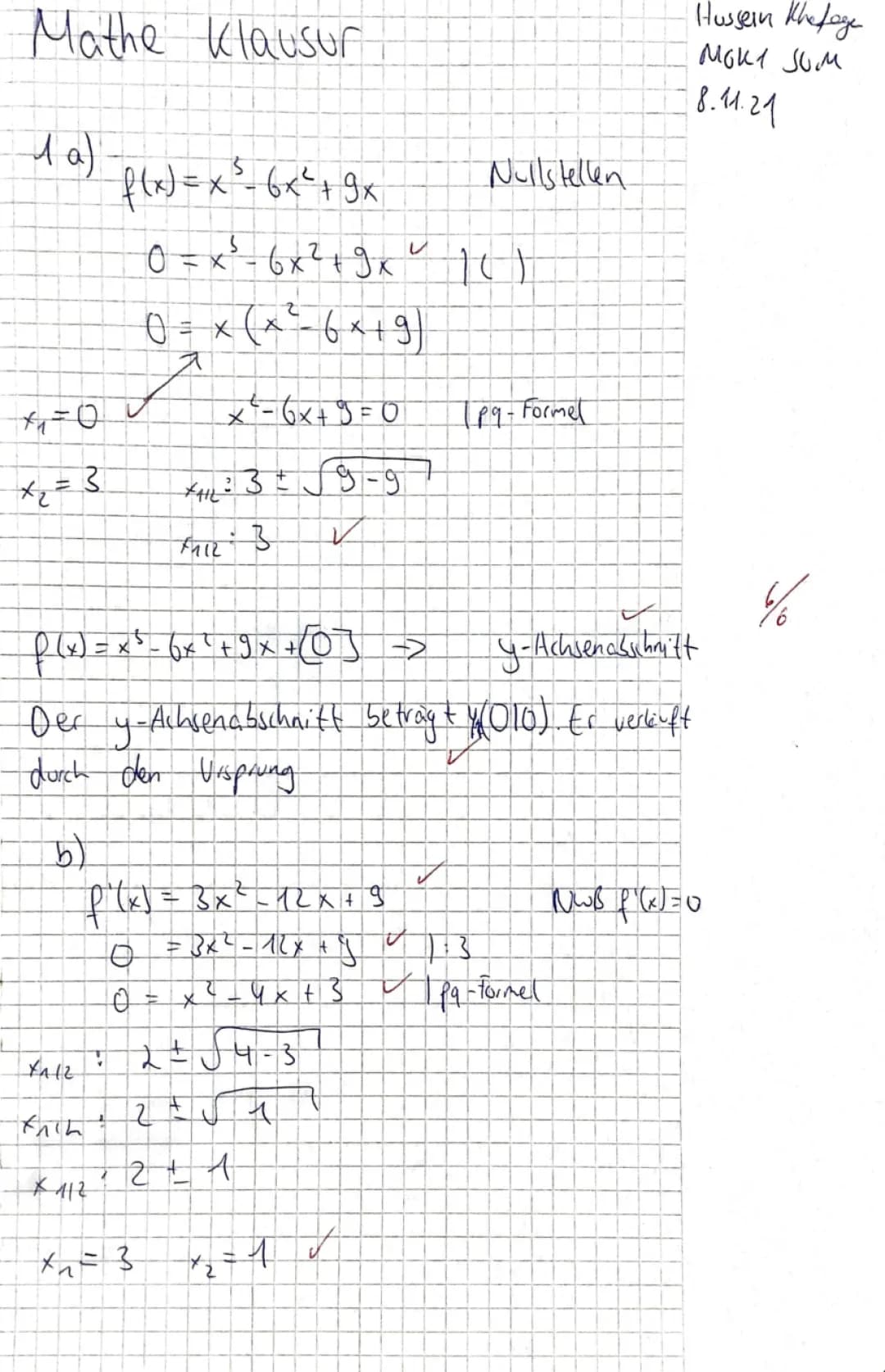 Mathe Klausur: Lerne Funktionsuntersuchung, Nullstellen und Graphen!