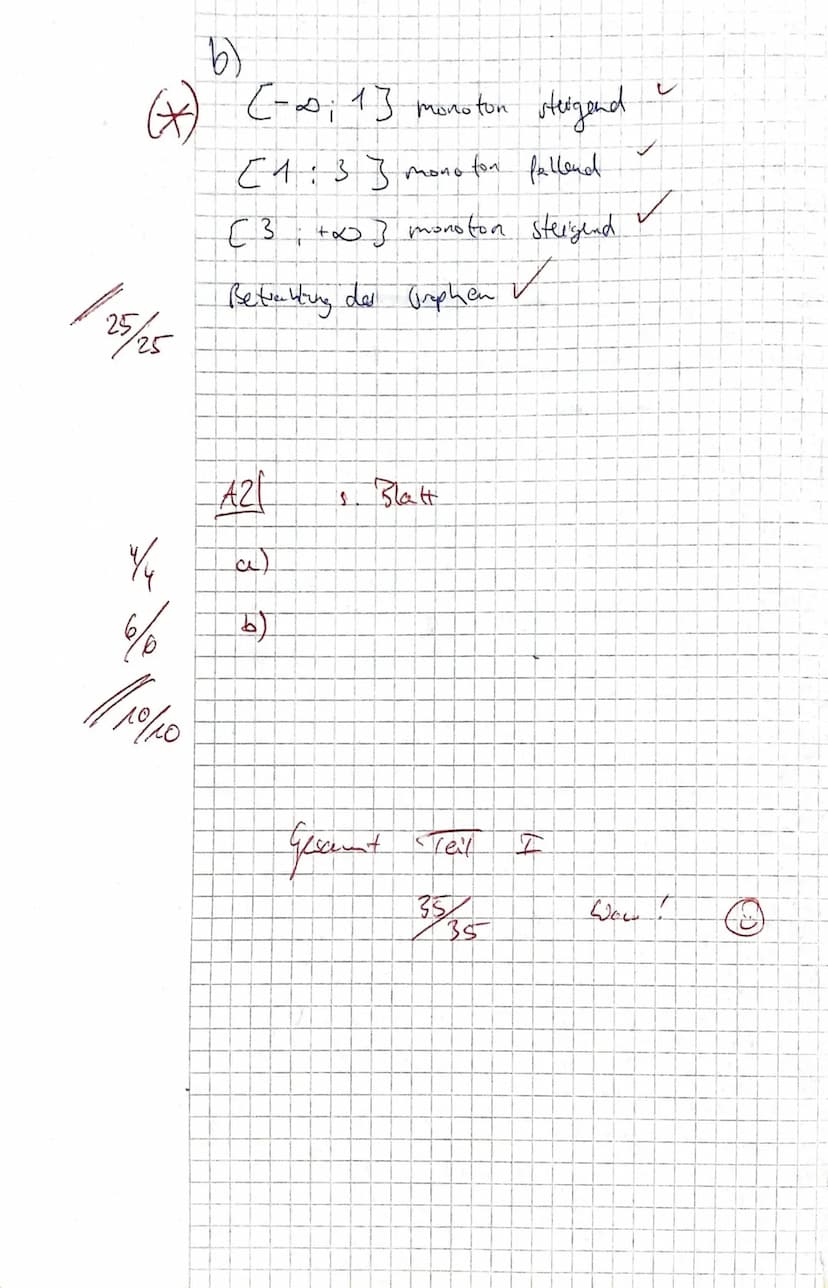 Mathe Klausur
1 a)
x=0
x ₂ = 3
f(x) = x² - 6x² + 9x
0 = x² - 6x ² + 9 x | ()
0 = x (x ² 6×19)
7
f (x)=x²-6x²+9x+[0] =>
Der
durch den Ursprun