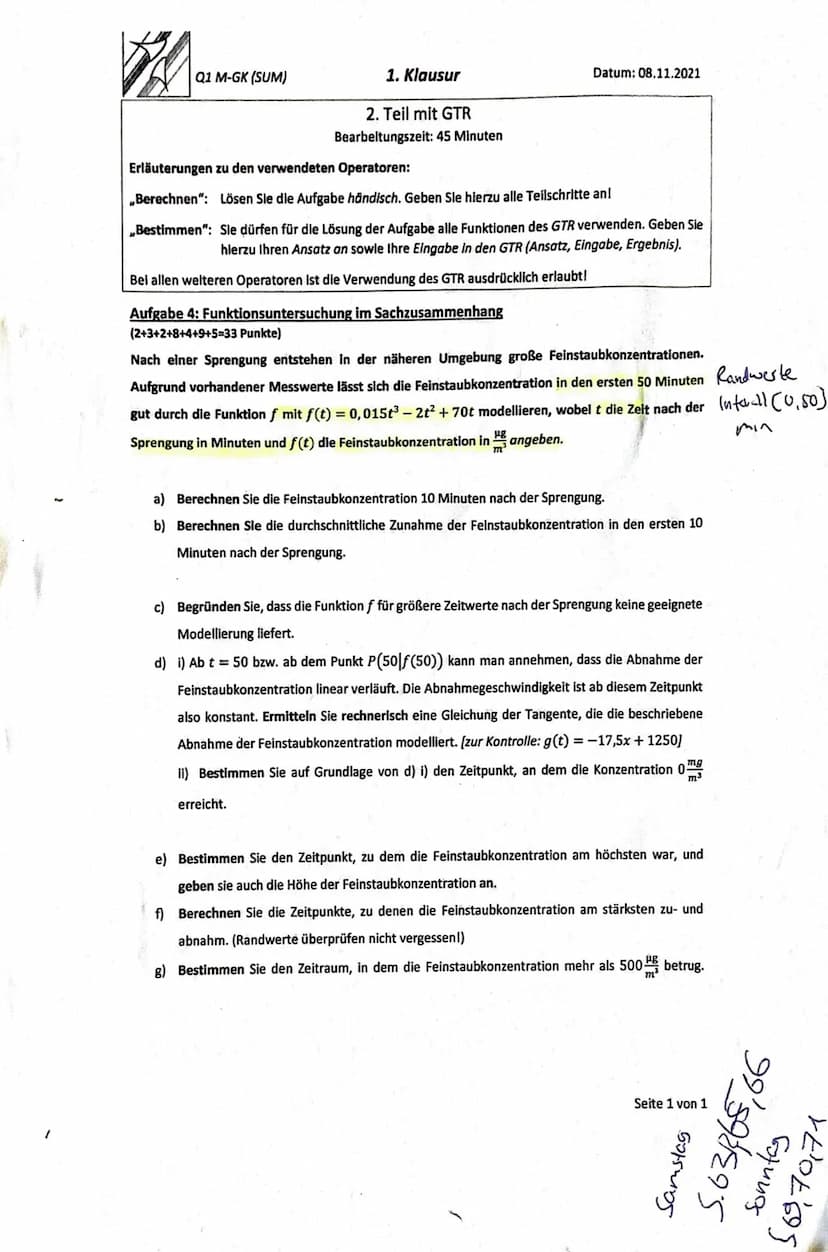 Mathe Klausur
1 a)
x=0
x ₂ = 3
f(x) = x² - 6x² + 9x
0 = x² - 6x ² + 9 x | ()
0 = x (x ² 6×19)
7
f (x)=x²-6x²+9x+[0] =>
Der
durch den Ursprun