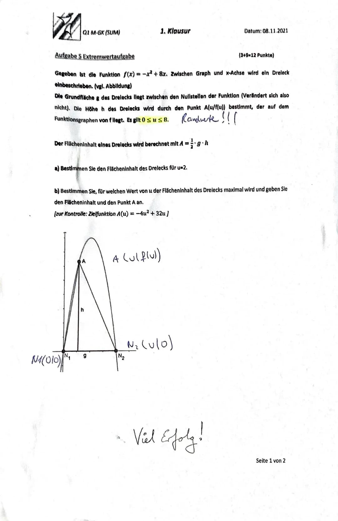 Mathe Klausur
1 a)
x=0
x ₂ = 3
f(x) = x² - 6x² + 9x
0 = x² - 6x ² + 9 x | ()
0 = x (x ² 6×19)
7
f (x)=x²-6x²+9x+[0] =>
Der
durch den Ursprun
