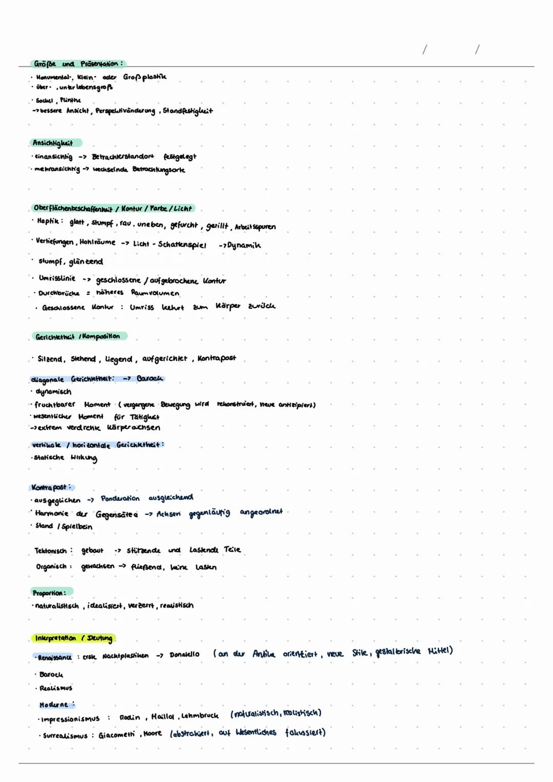 GK Kunst E2/Sprache der Künste II/Sedo
Werkanalyse und Interpretation
Plastik und Skulptur
Werkangaben
* Künstler, Titel, Entstehungsdatum, 