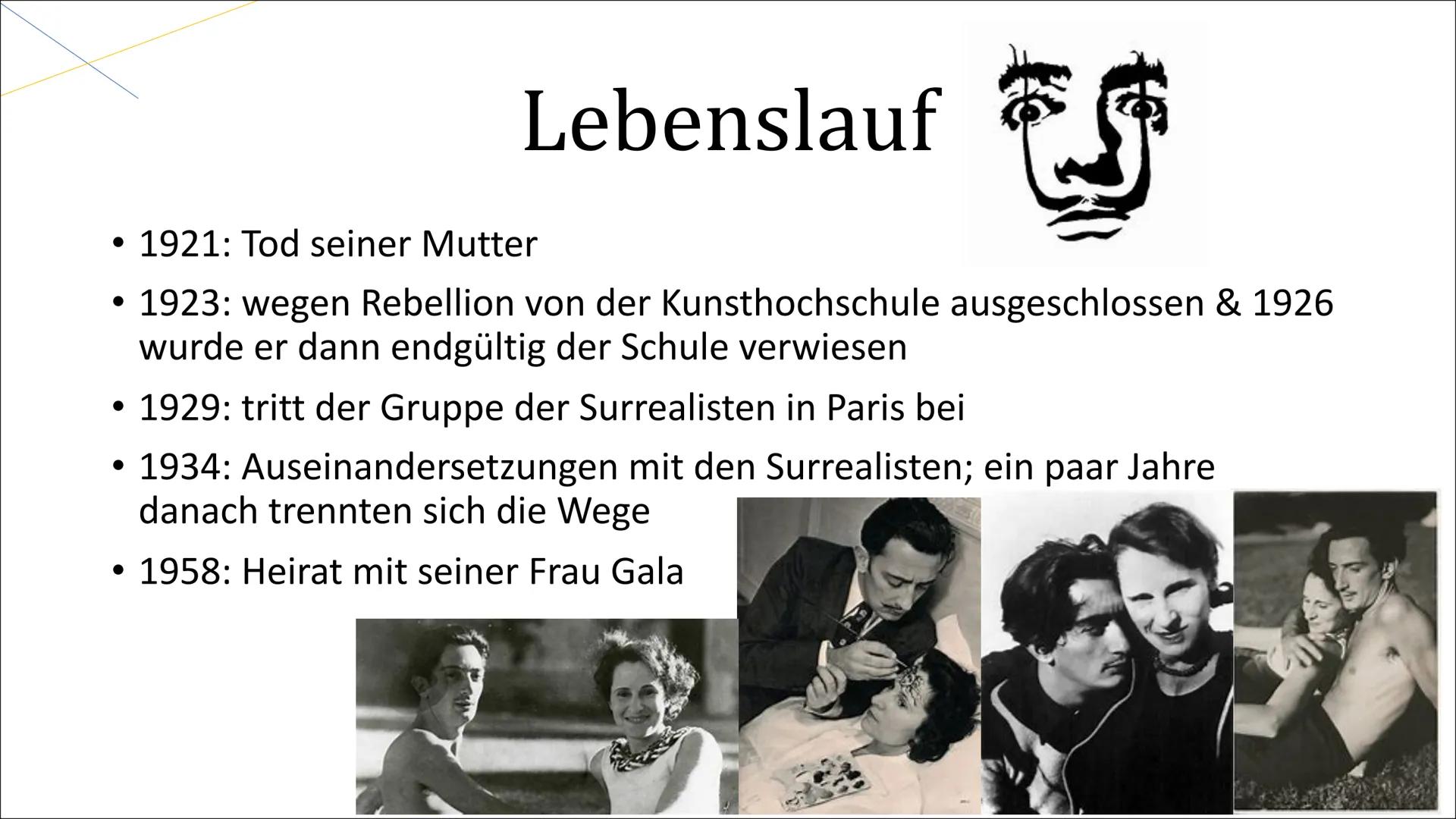 Laborador de
HANDTASTIK-MAMTPAR
IS
MI
Salvador Dalí
DO
F Gliederung
Grundsätzliche Informationen
• Lebenslauf
• Berühmte Werke von Dalí
●
• 