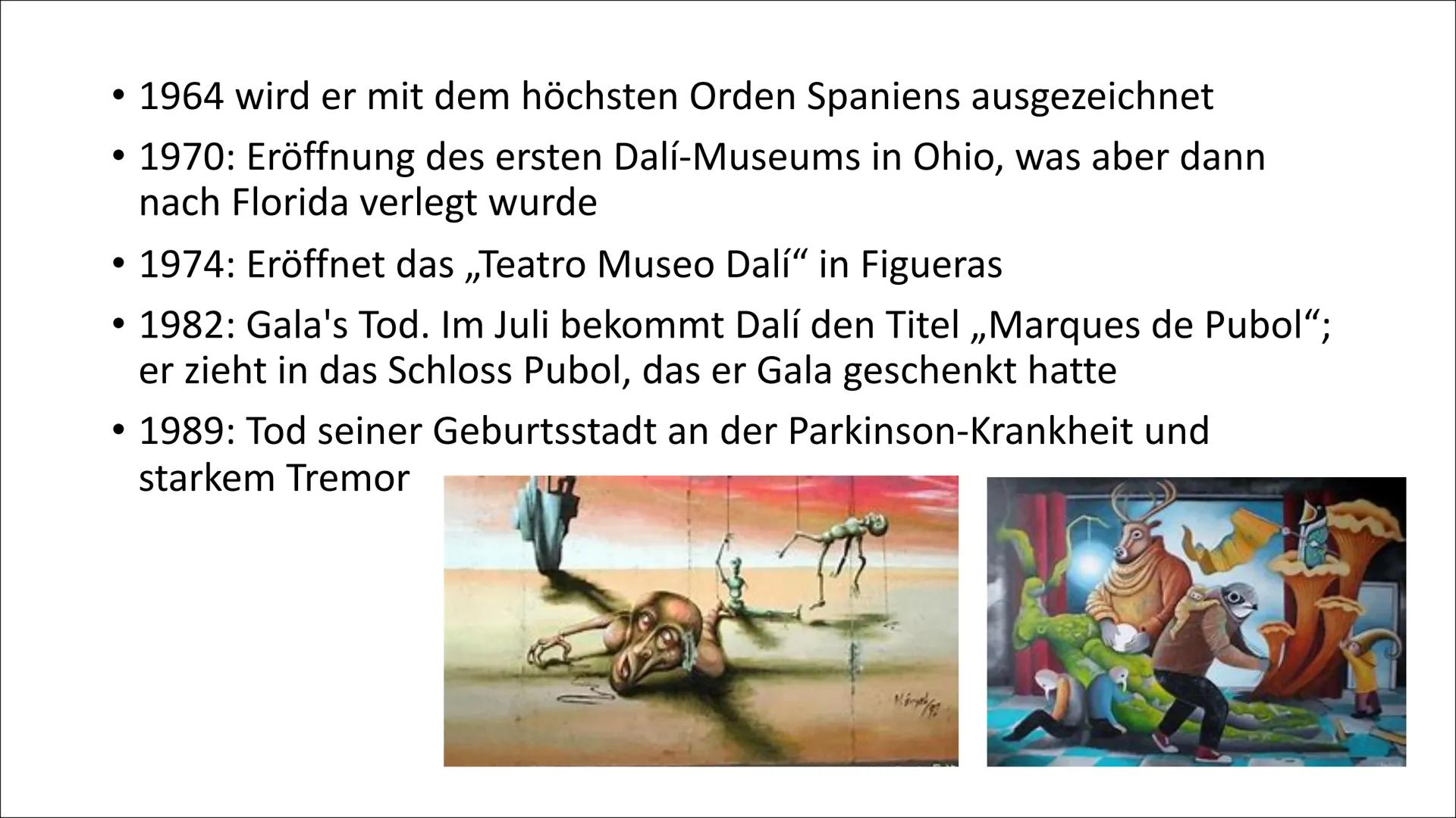 Laborador de
HANDTASTIK-MAMTPAR
IS
MI
Salvador Dalí
DO
F Gliederung
Grundsätzliche Informationen
• Lebenslauf
• Berühmte Werke von Dalí
●
• 