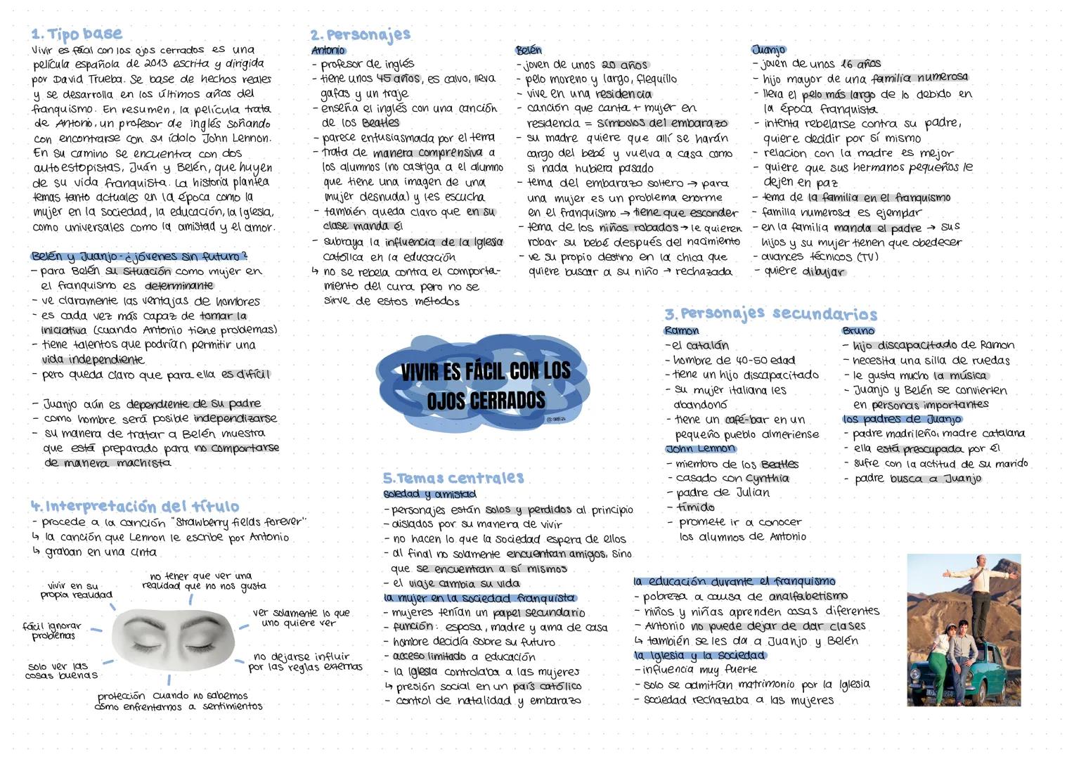 # 1. Tipo base

Vivir es faal con los ojos cerrados es una
película española de 2013 escrita y dirigida
por David Trueba. Se base de hechos 