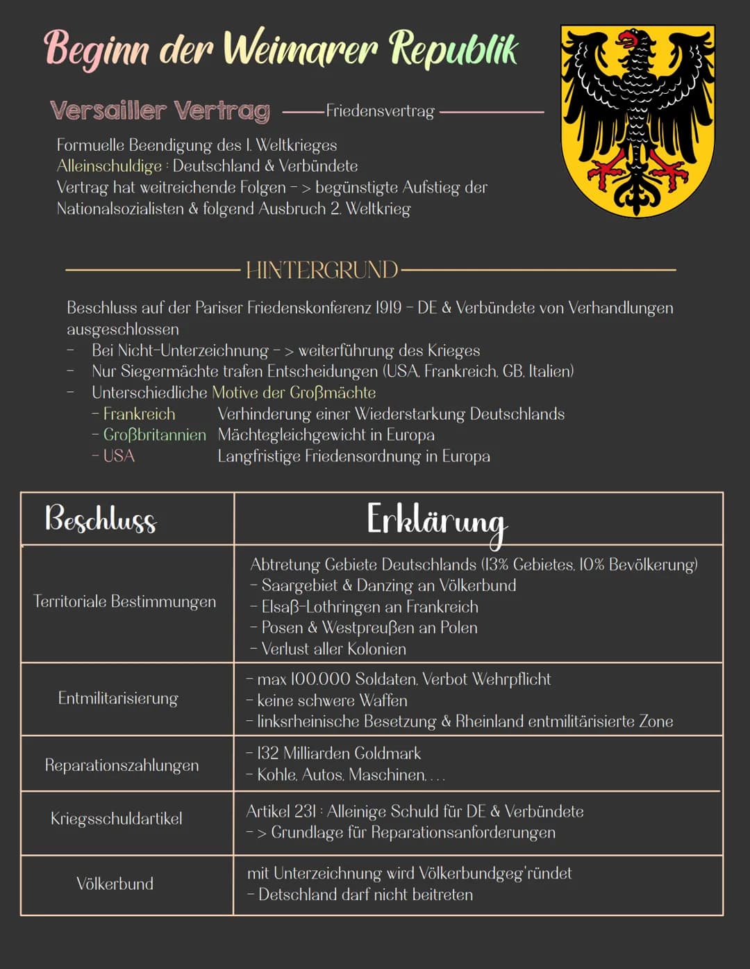 Beginn der Weimarer Republik
VORINFORMATIONEN
Die Weimarer Republik wurde in Folge der
Novermberrevolution gegründet.
hatte in ihrer Anfangs