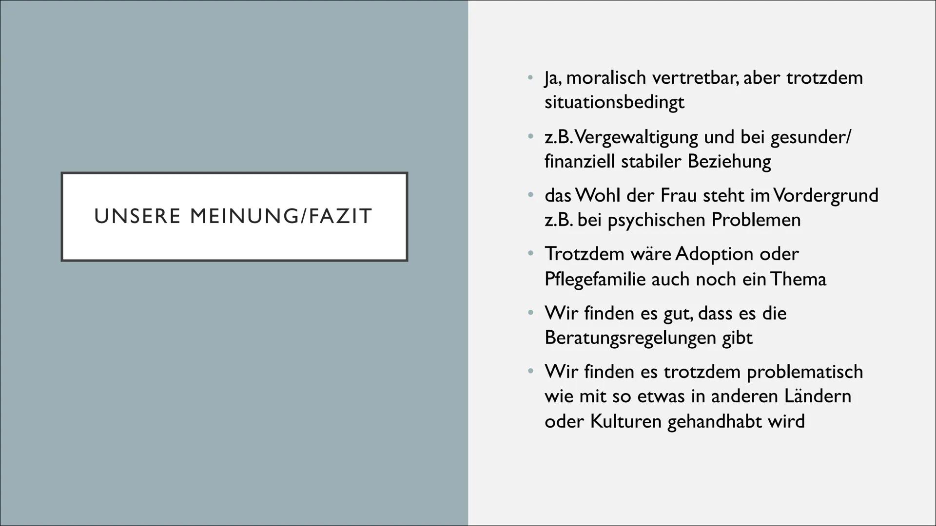 ABTREIBUNG
Ist Abtreibung moralisch
vertretbar?
Malin, Gesa, Anni DEFINITION
Unter Abtreibung versteht man den
gezielten Abbruch einer
Schwa