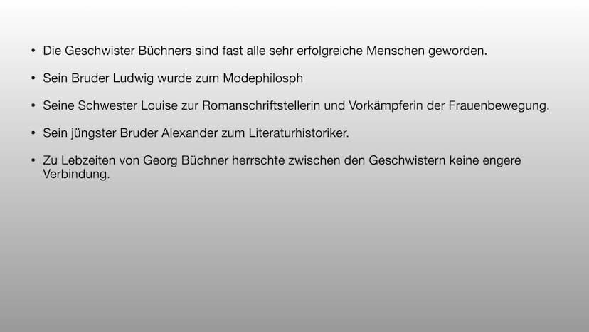 Georg Büchner
? Hi Gliederung
●
●
Die Familie Büchner
Jugendbetrachtung
Medizinisch politische Lehrjahre
Die große Krise Familie Büchners
• 