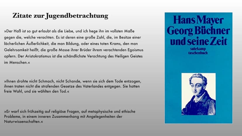 Georg Büchner
? Hi Gliederung
●
●
Die Familie Büchner
Jugendbetrachtung
Medizinisch politische Lehrjahre
Die große Krise Familie Büchners
• 