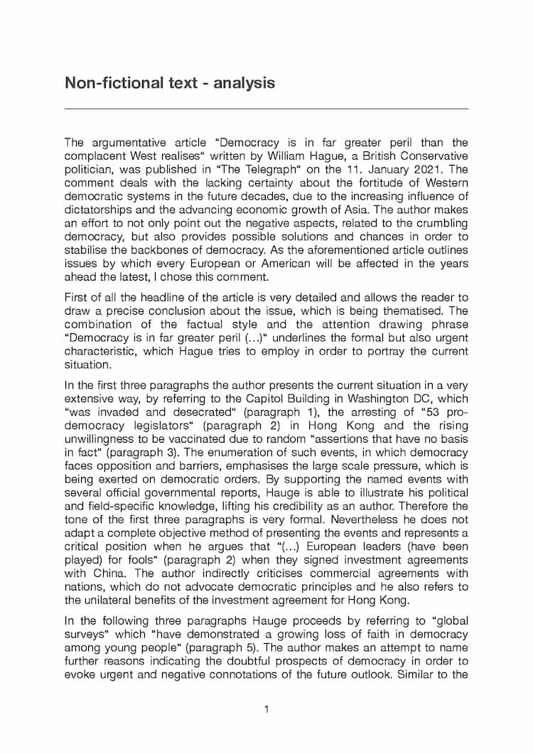 Know  Analysis non-fictional texts - Musterbeispiel thumbnail
