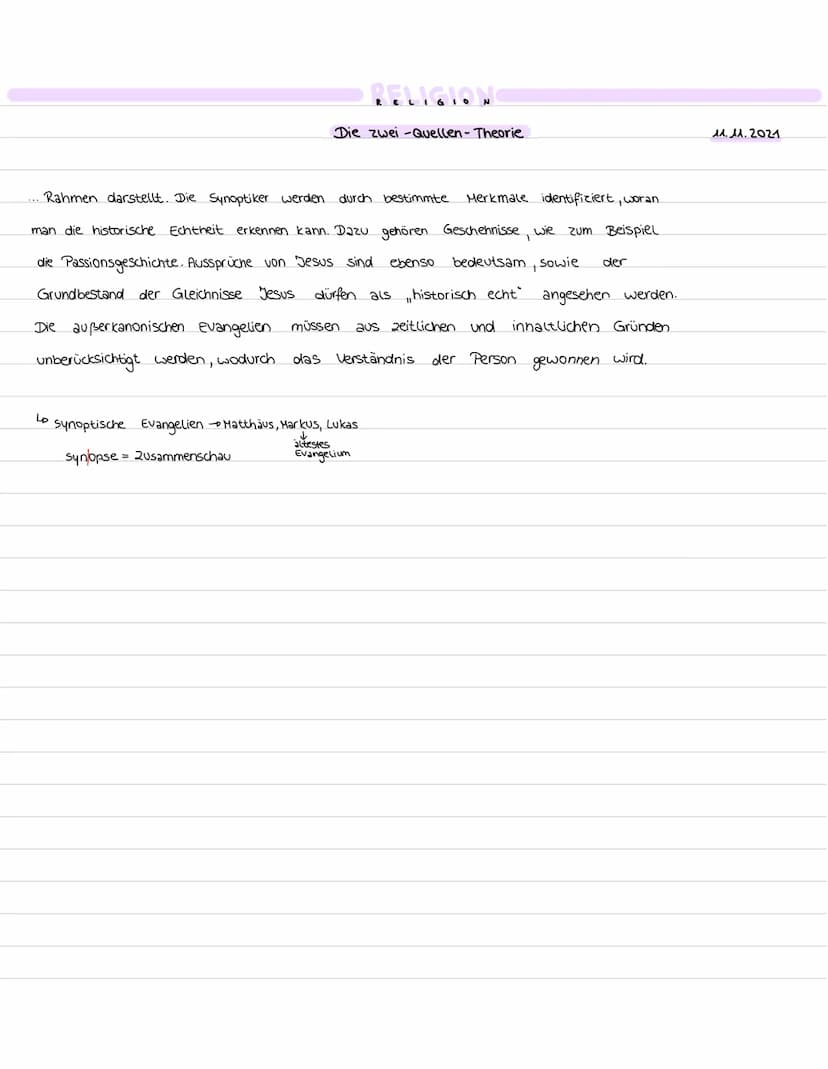 Sgmt
Mk
Mt
Zusammenfassung:
PEL
RELIGION
Die zwei- Quellen - Theorie
Q
Lk
Bei allen Evangelien handelt es sich um
Glaubenszeugnissen
der Gem