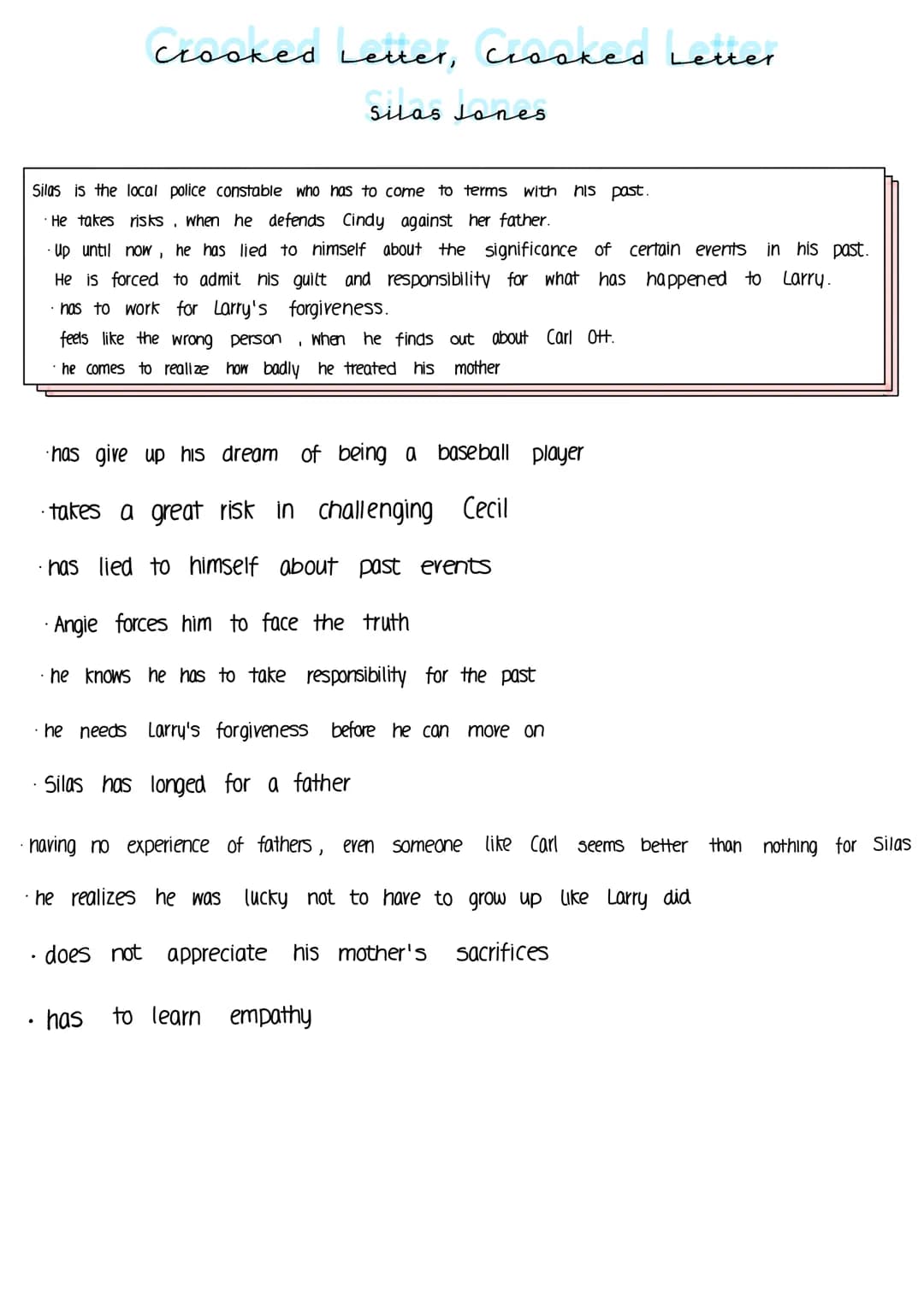 Crooked Letter, Crooked Letter
Larry att
Scary Larry" is an outsider who just want to be accepted.
· Larry's unusual hobbies make him a misf