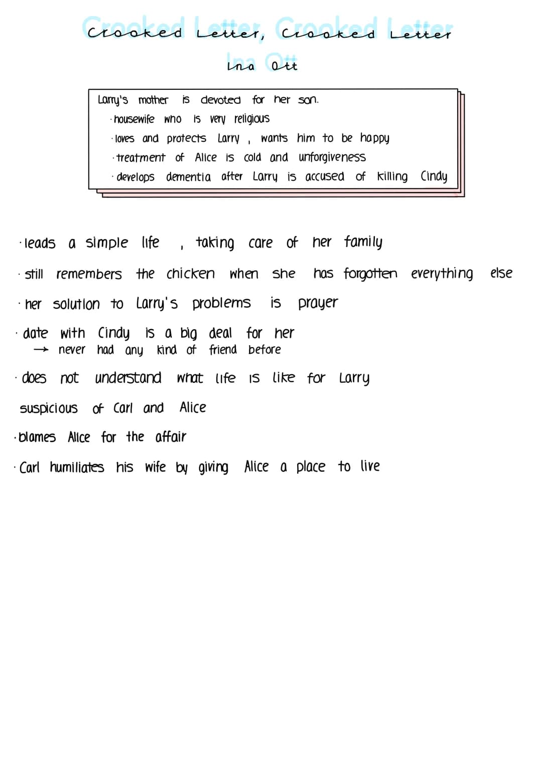 Crooked Letter, Crooked Letter
Larry att
Scary Larry" is an outsider who just want to be accepted.
· Larry's unusual hobbies make him a misf