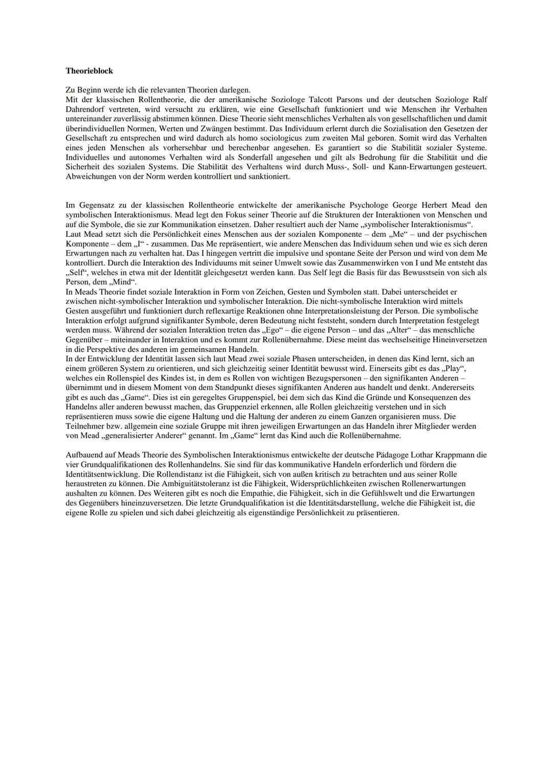 Klassische Rollentheorie
Vertreter: Talcott Parsons (U.S.A)
Ralf Dahrendorf (Deutschland)
Pädagogik Klausur Nr. 4 - Rollentheorie
Menschlich