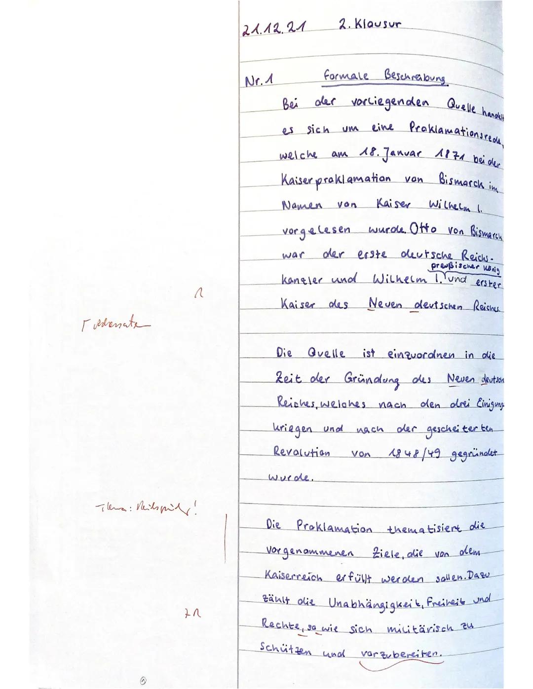 Q 1.1
Thema: Nationalismus und Nationalstaat im 19. Jh.
2. Klausur
Aufgabenstellung:
Interpretiere die vorliegende Quelle, indem Du
1. die Q
