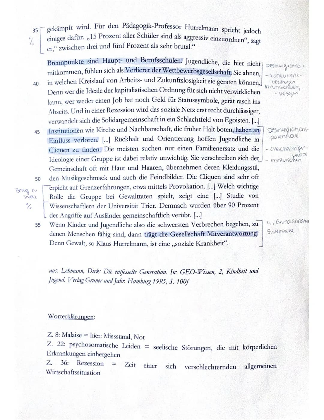 Erwartungshorizont zur Klausur Heitmeyer/systemische Therapie
Teilaufgabe 1:
2
Anforderungen
Der Schüler/die Schülerin...
1 formuliert einen
