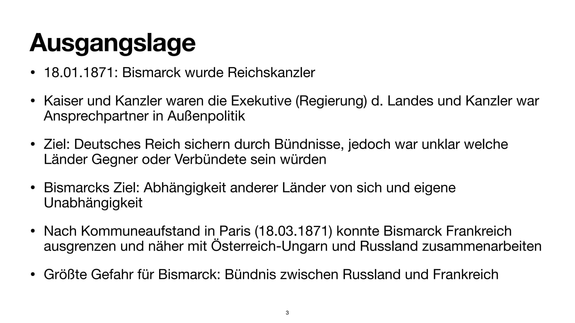 NAKA
Bismarcks Bündnissystem
Ellen S. Inhaltsverzeichnis
3. Ausgangslage
4. Ziele
5. Die Bündnisse von Bismarck
(1) Darstellung der Bündniss