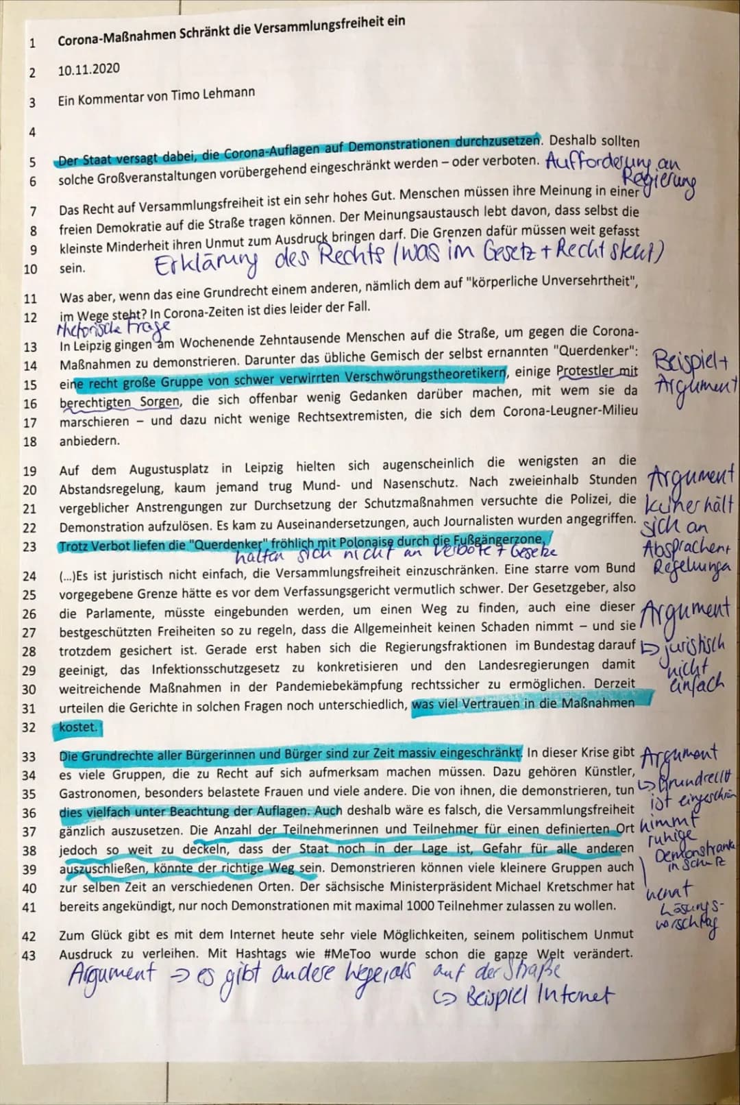 SoWi Klausur Beispiel: Demokratie & Sozialstaat (Klasse 11, Bewertung: 15 Punkte)