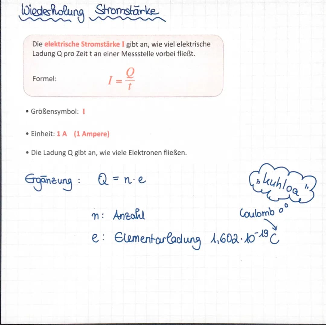 Wiederholung Stromstärke