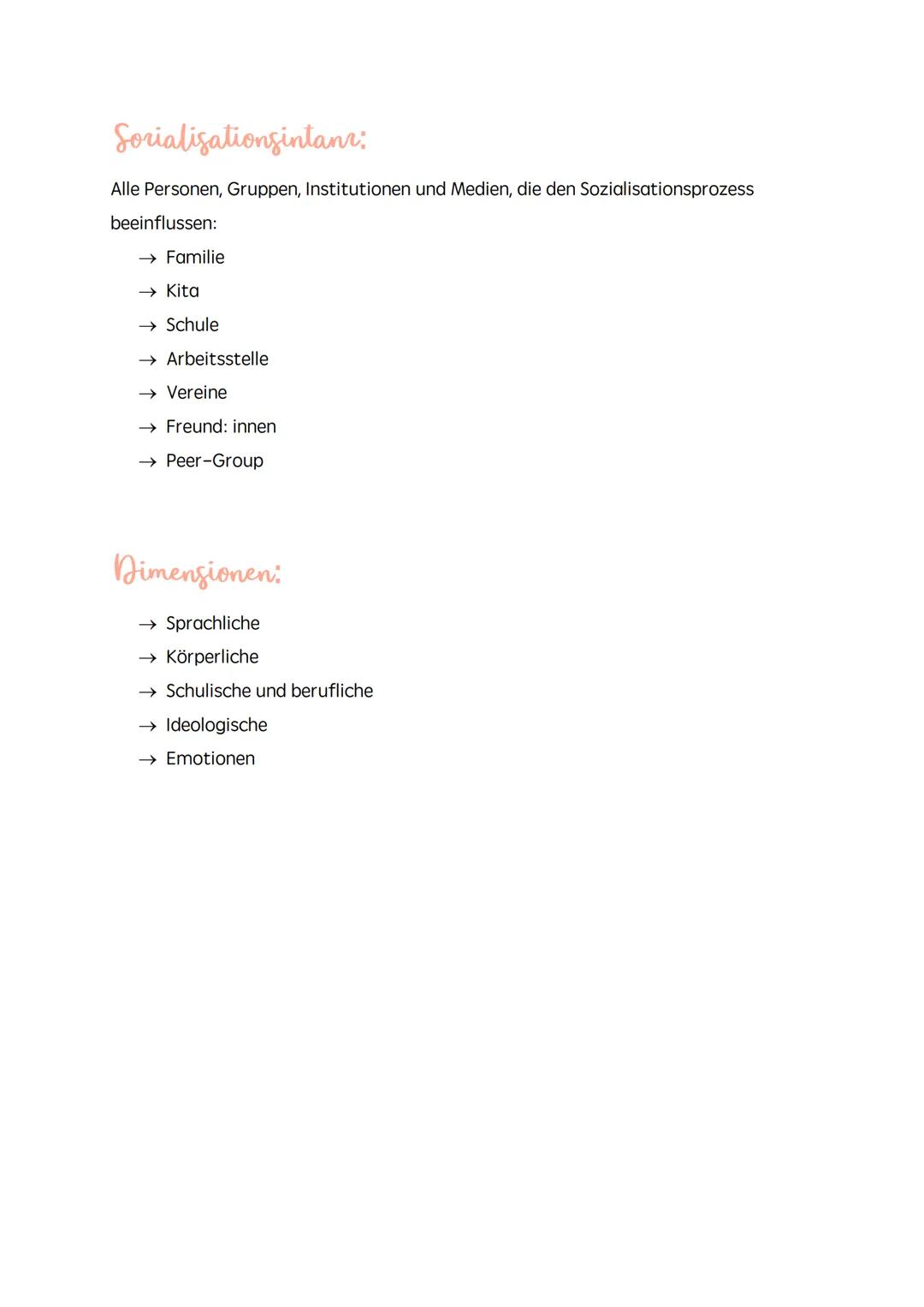 E2
Soziologie
# Sorialisation

→ Lebenslanger Prozess → weder räumlich noch zeitlich begrenzt

→ Findet dann statt, wenn Individuen soziale 