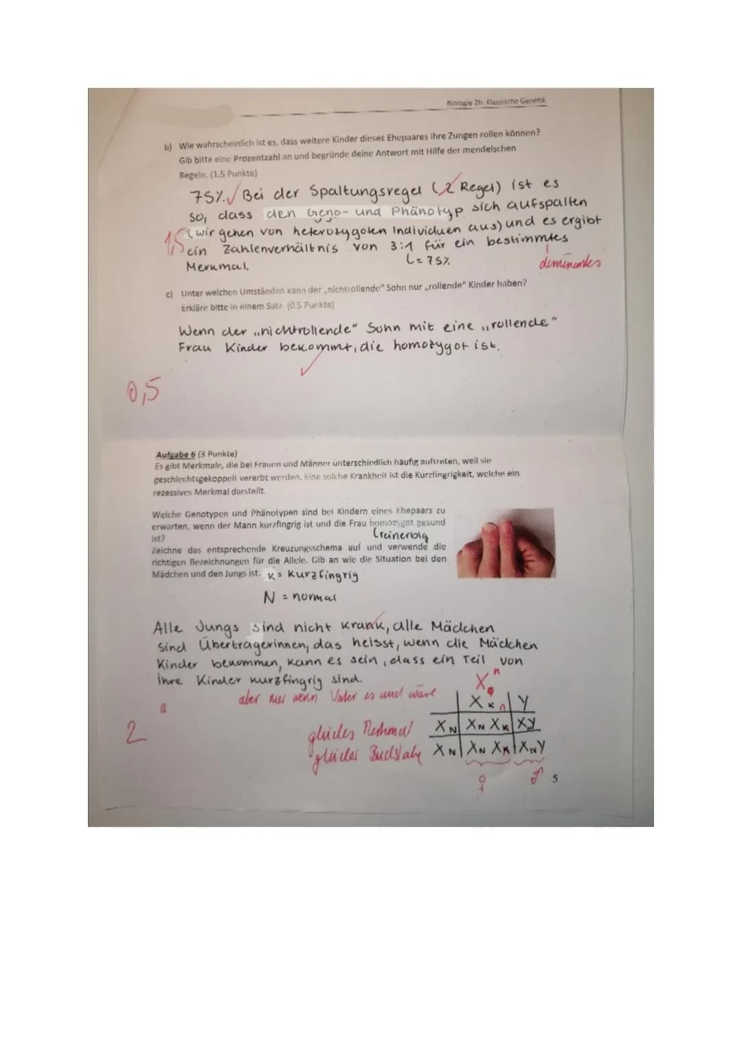 Prüfung Biologie: Klassische Genetik und Meiose
Klasse 2b, 6.11.20
14
Name.
Punkle:
Aufgabe 1 (2 Punkte)
Ein Gen auf dem Chromosom Nr. 9 ent