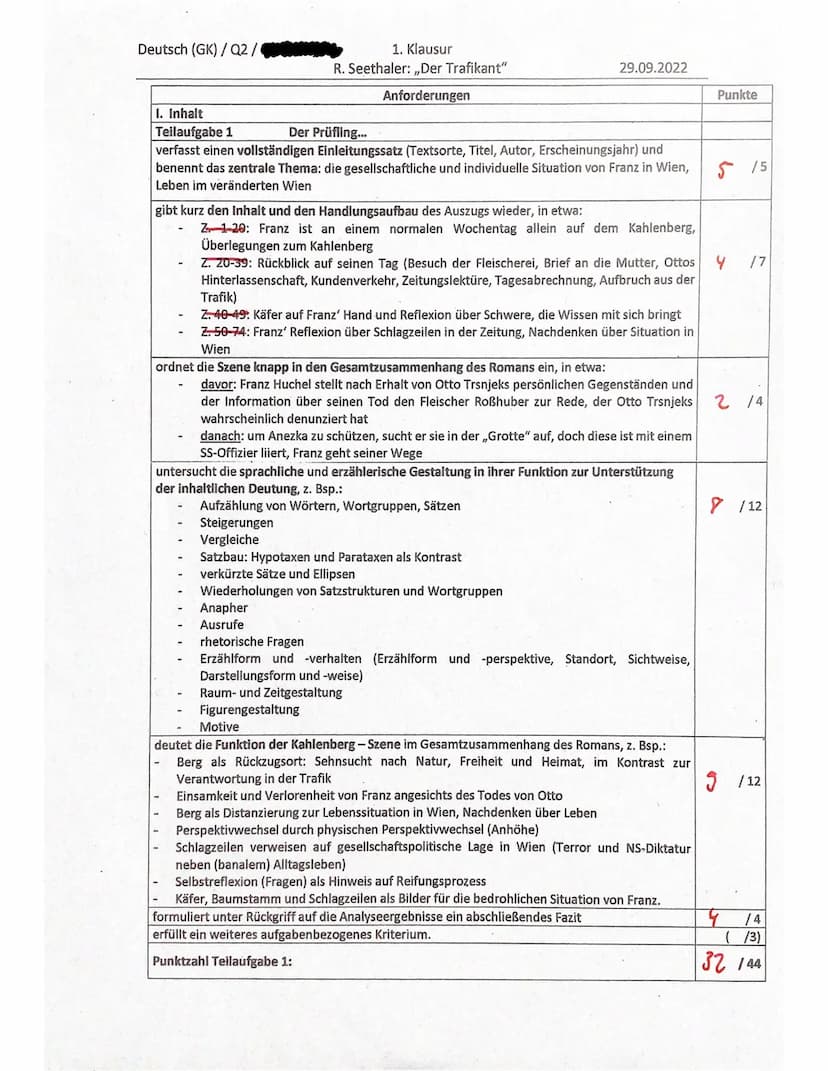 
<p>In dieser Aufgabe soll der Textauszug aus Robert Seethalers „Der Trafikant" analysiert und interpretiert werden. Besonderes Augenmerk so