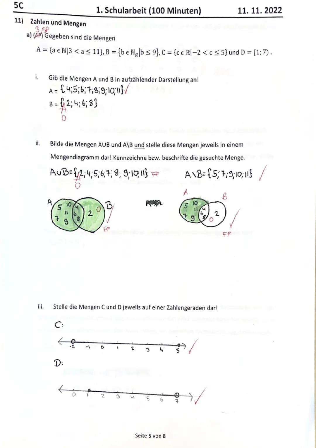5C
Name: Jana Mohamed
Punkte
Aufgabe 1-10
8
Aufgabe 11-13 15
Summe
23
Note:
1)
1. Schularbeit (100 Minuten)
von 10
von 22
von 32
Befriedigen