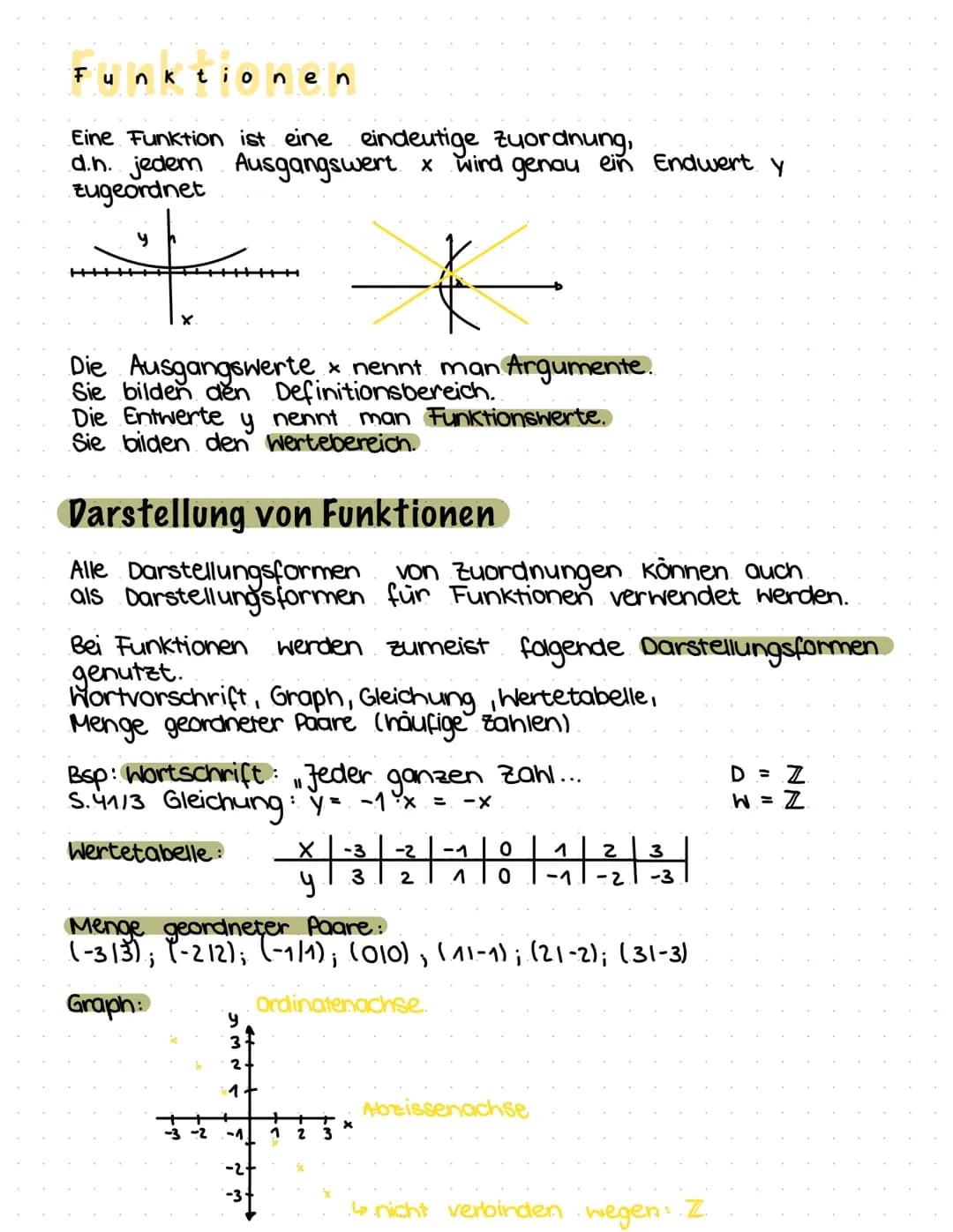 Funktionen
Eine Funktion ist eine eindeutige Zuordnung,
d.n. jedem Ausgangswert x wird genau ein Endwert y
zugeordnet
у
X
Die Ausgangswerte 