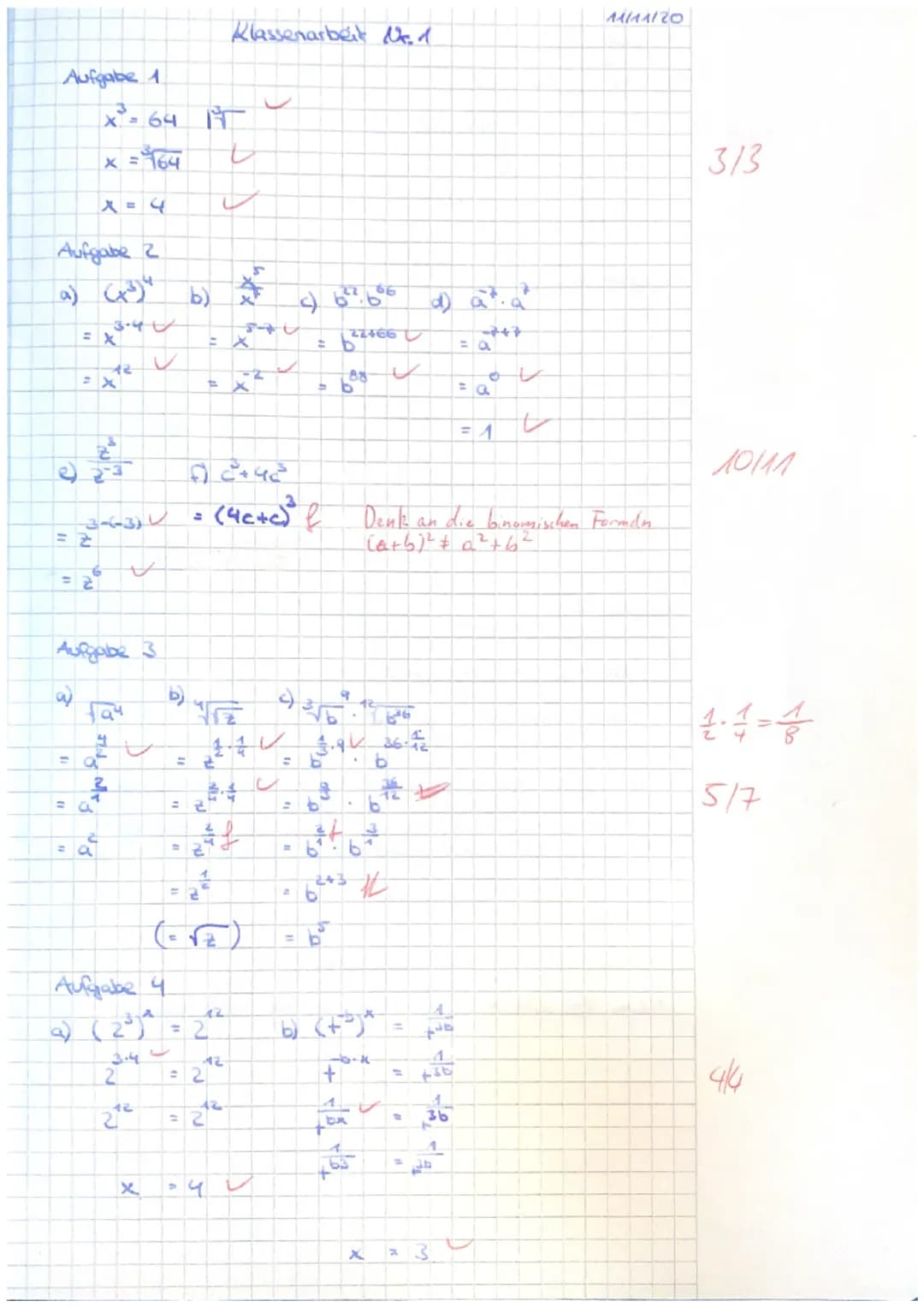 Aufgabe 1:
Löse die folgende Gleichung. Dokumentiere deinen Lösungsweg mit der Wurzelschreibweise!
x³ = 64
Aufgabe 2:
Vereinfache mit Hilfe 
