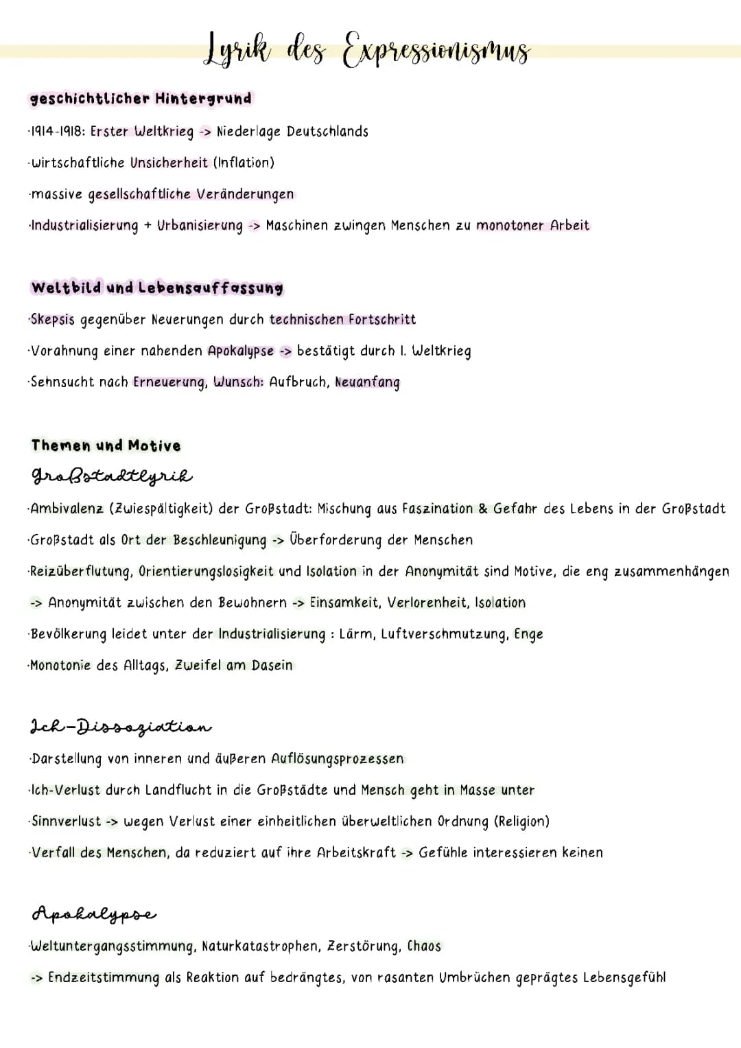 Lyrik des Expressionismus 