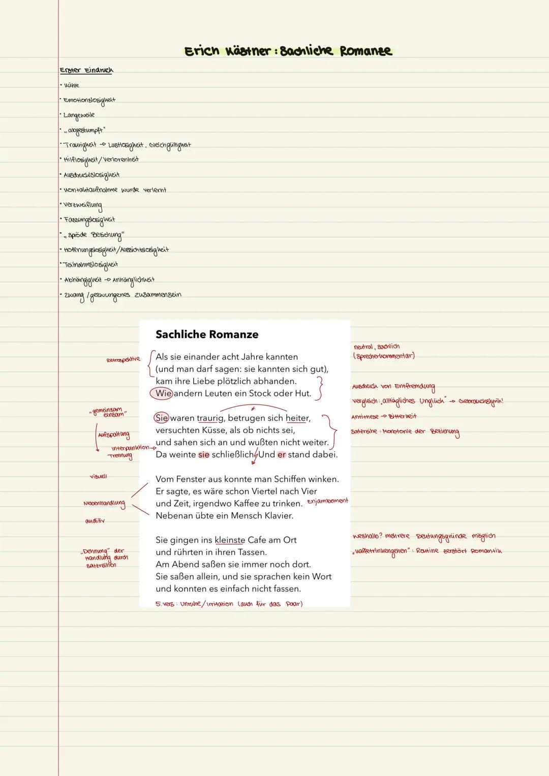 Sachliche Romanze von Kästner und Inventur von Eich