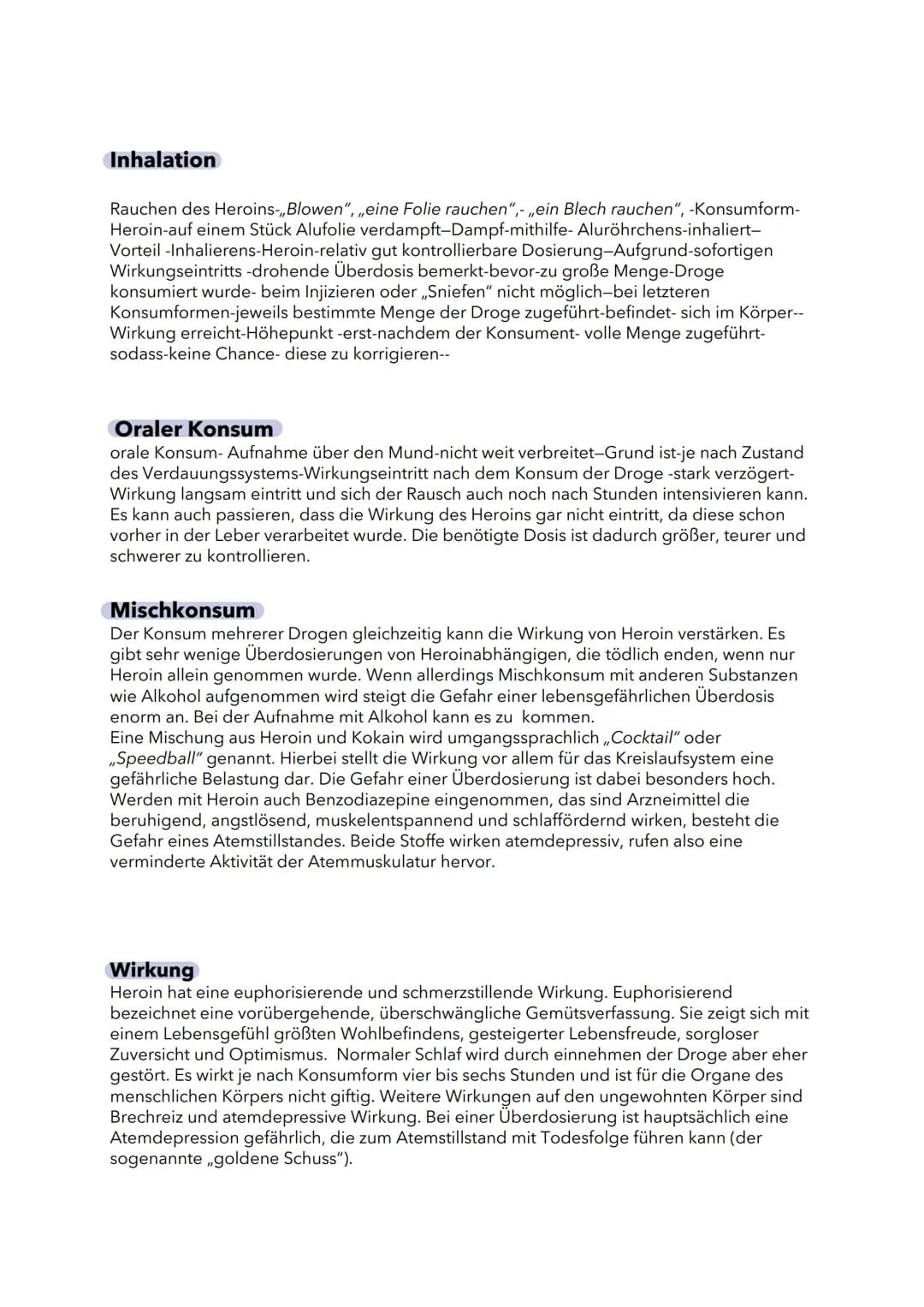 Allgemeines
Heroin
Heroin-Diacetylmorphin-halbsynthetisches Opioid-wirkt stark schmerzstillend-besitzt-extrem
hohes Abhängigkeitspotential-f