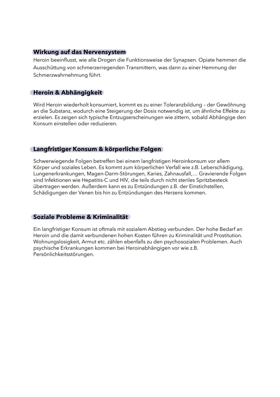 Allgemeines
Heroin
Heroin-Diacetylmorphin-halbsynthetisches Opioid-wirkt stark schmerzstillend-besitzt-extrem
hohes Abhängigkeitspotential-f