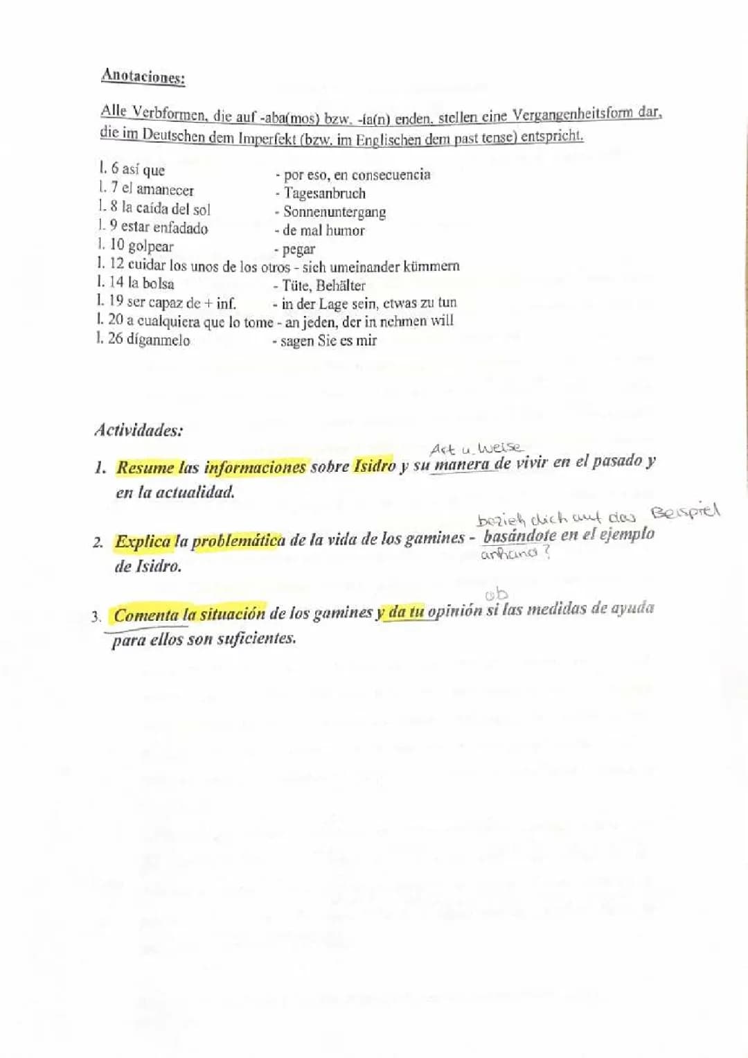 niños de la calle examen