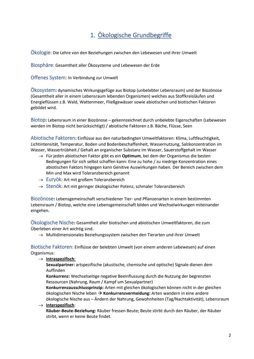 Inhalt
1. Ökologische Grundbegriffe.
2. Abschnitte Fließgewässer.....
3.
Biologie Abiturvorbereitung
Ökologie
2
2.1 Definition Fließgewässer