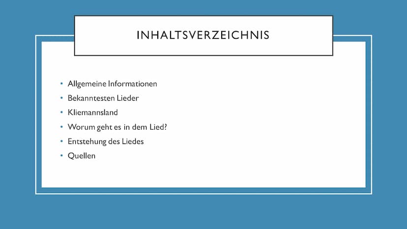FYNN KLIEMANN - ZUHAUSE
November 2020 • Allgemeine Informationen
●
Bekanntesten Lieder
●
INHALTSVERZEICHNIS
• Kliemannsland
●
• Worum geht e