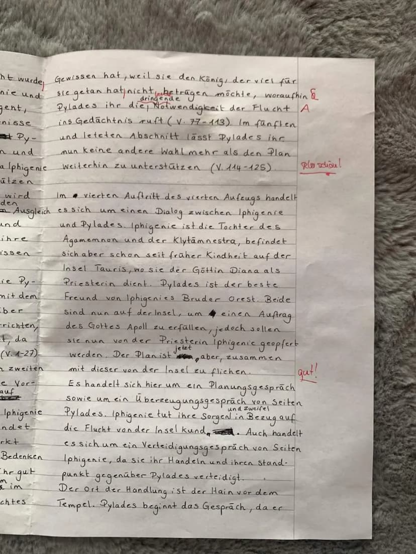 1
10
15
20
25
Aufgabenstellung:
a) Erschließen Sie den folgenden Auszug aus Johann Wolfgang von Goethes
Drama ,,Iphigenie auf Tauris" (1786/