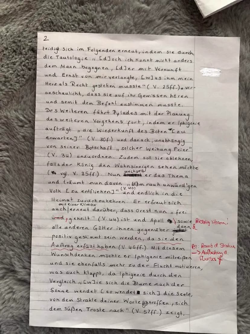 1
10
15
20
25
Aufgabenstellung:
a) Erschließen Sie den folgenden Auszug aus Johann Wolfgang von Goethes
Drama ,,Iphigenie auf Tauris" (1786/
