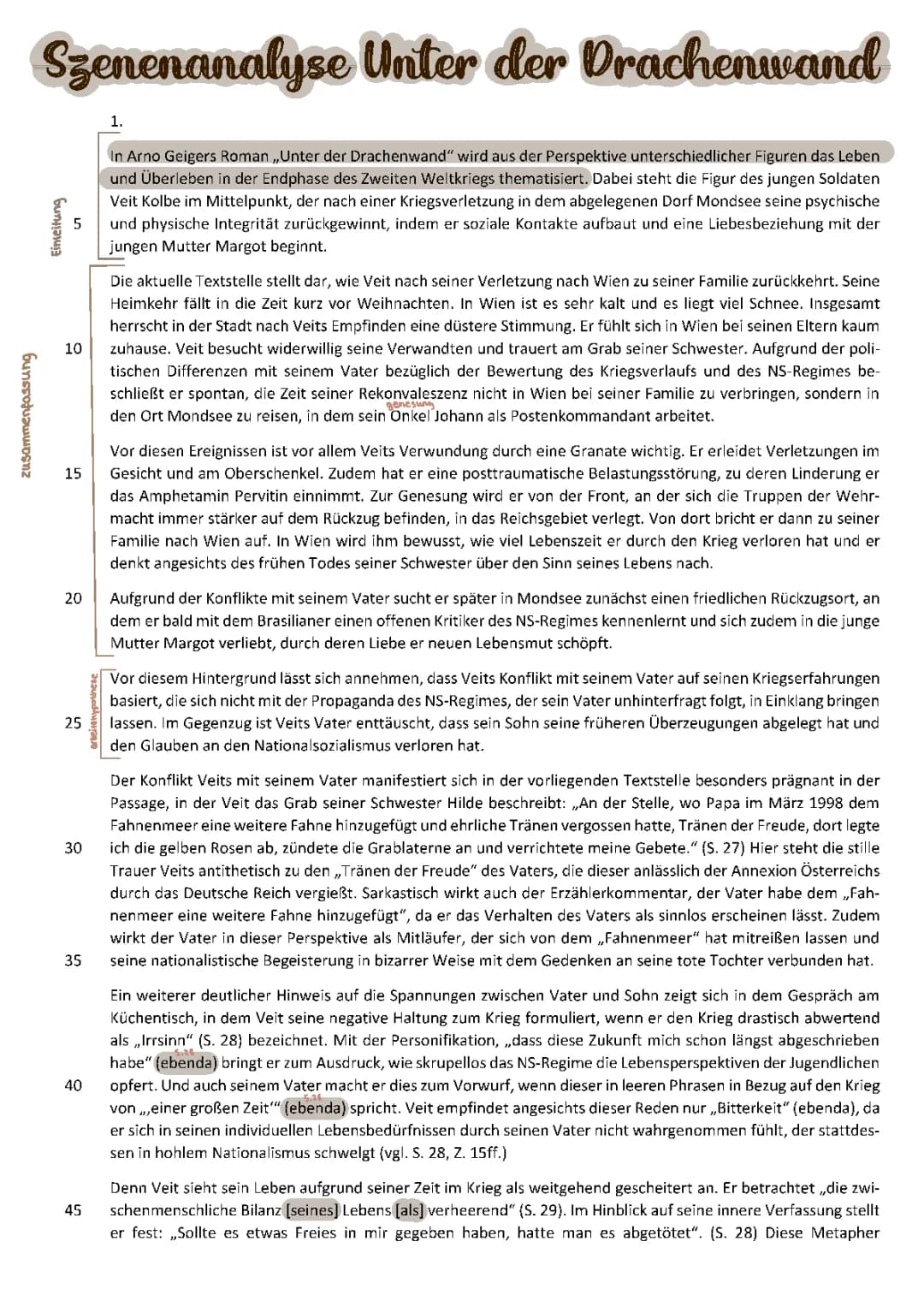 Unter der Drachenwand Szenenanalyse S.26-29