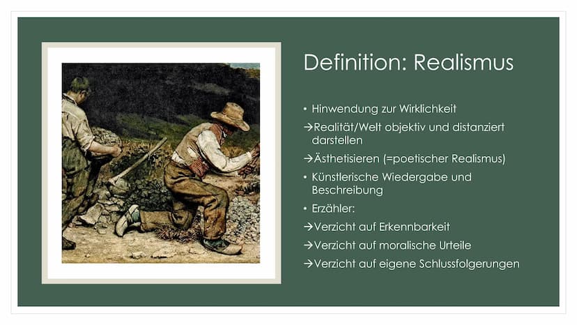 POETISCHER
REALISMUS/NATURALISMUS Gliederung
Definitionen
→Gemeinsamkeiten und Unterschiede
→Epochenmerkmale
●
→Merkmale
Historischer Kontex