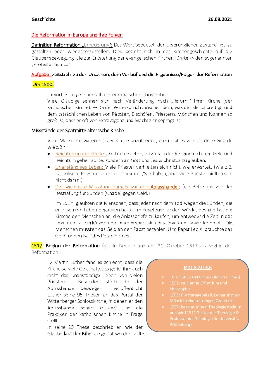 Der Reformation 
