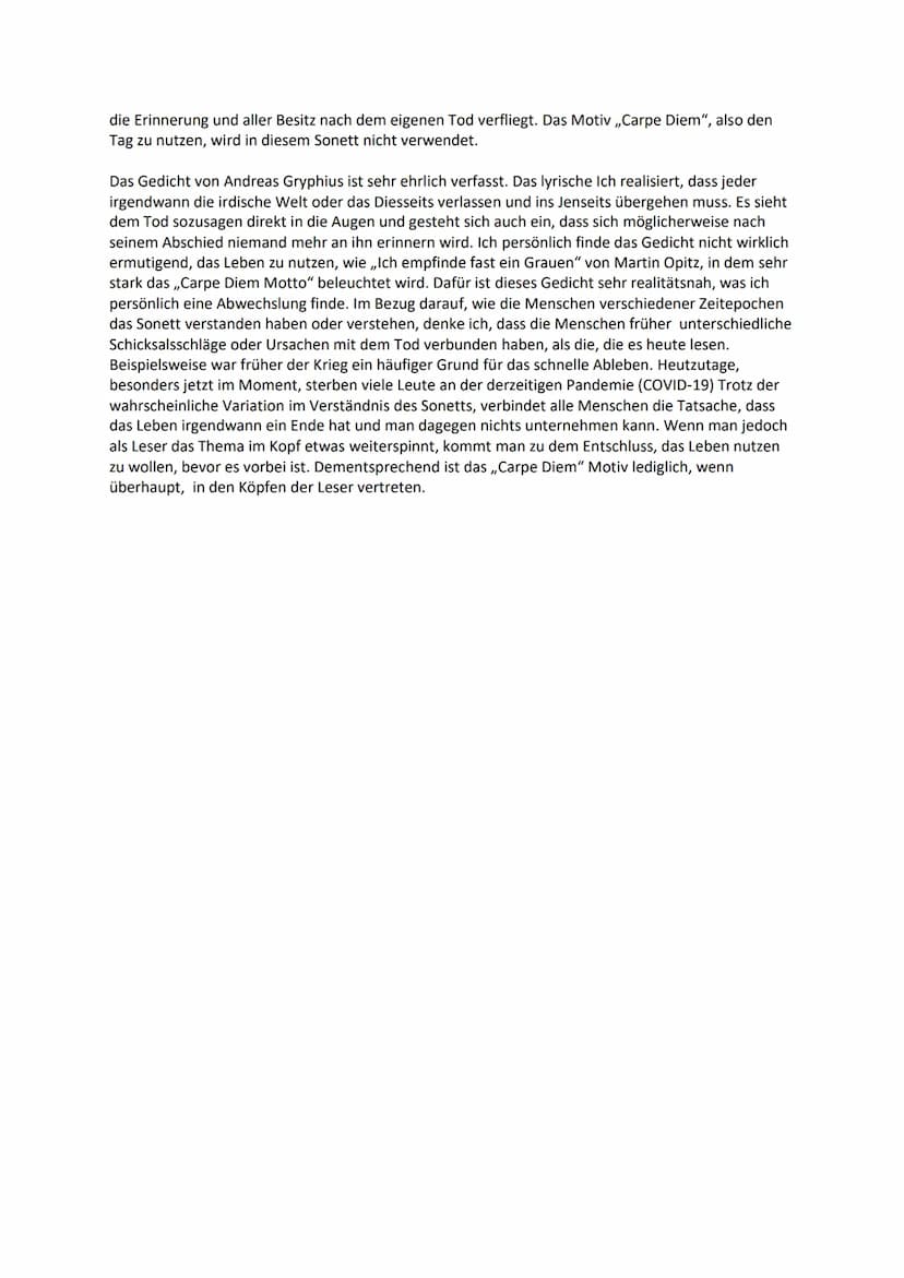 Probeklassenarbeit: ,,Menschliches Elende" (1637)
Das Sonett ,,Menschliches Elende" von Andreas Gryphius, welches 1637 von ihm verfasst wurd