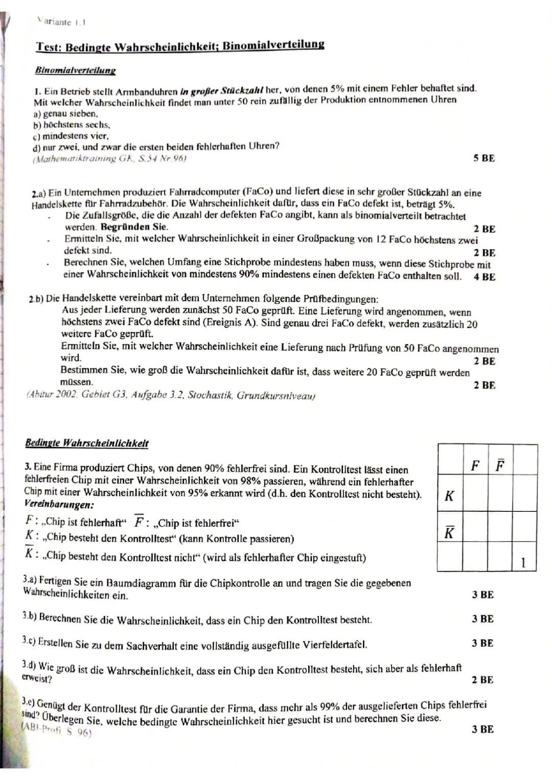 Bedingte Wahrscheinlichkeit und Binomialverteilung: Aufgaben und Übungen für die 10. Klasse