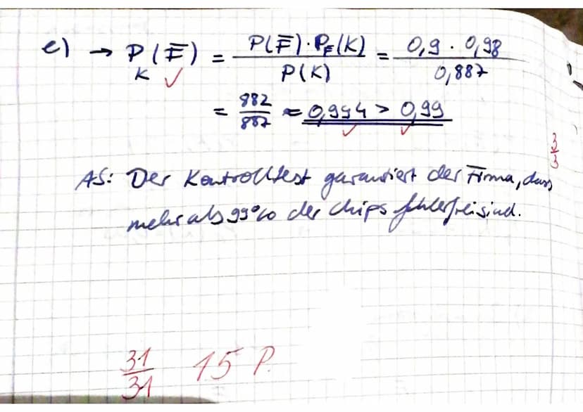 Variante 1.1
Test: Bedingte Wahrscheinlichkeit; Binomialverteilung
Binomialverteilung
1. Ein Betrieb stellt Armbanduhren in großer Stückzahl