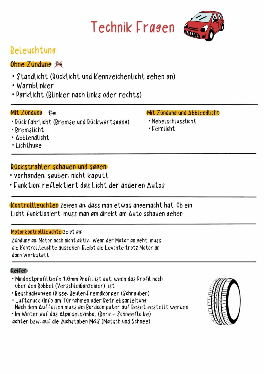 Technik Fragen
Beleuchtung
Ohne Zündung
• Standlicht (Rücklicht und Kennzeichenlicht gehen an)
• Warnblinker
• Parklicht (Blinker nach links