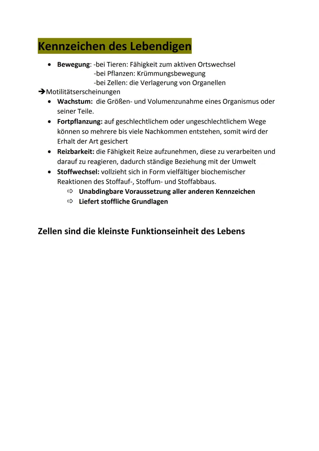 Bio Klausur 1 Q1
Themen:
• Kennzeichen des Lebendigen
Biochemie der Zelle
Prokaryoten, Eukaryoten
Endo- und Exocytose
●
• Endosymbiontentheo