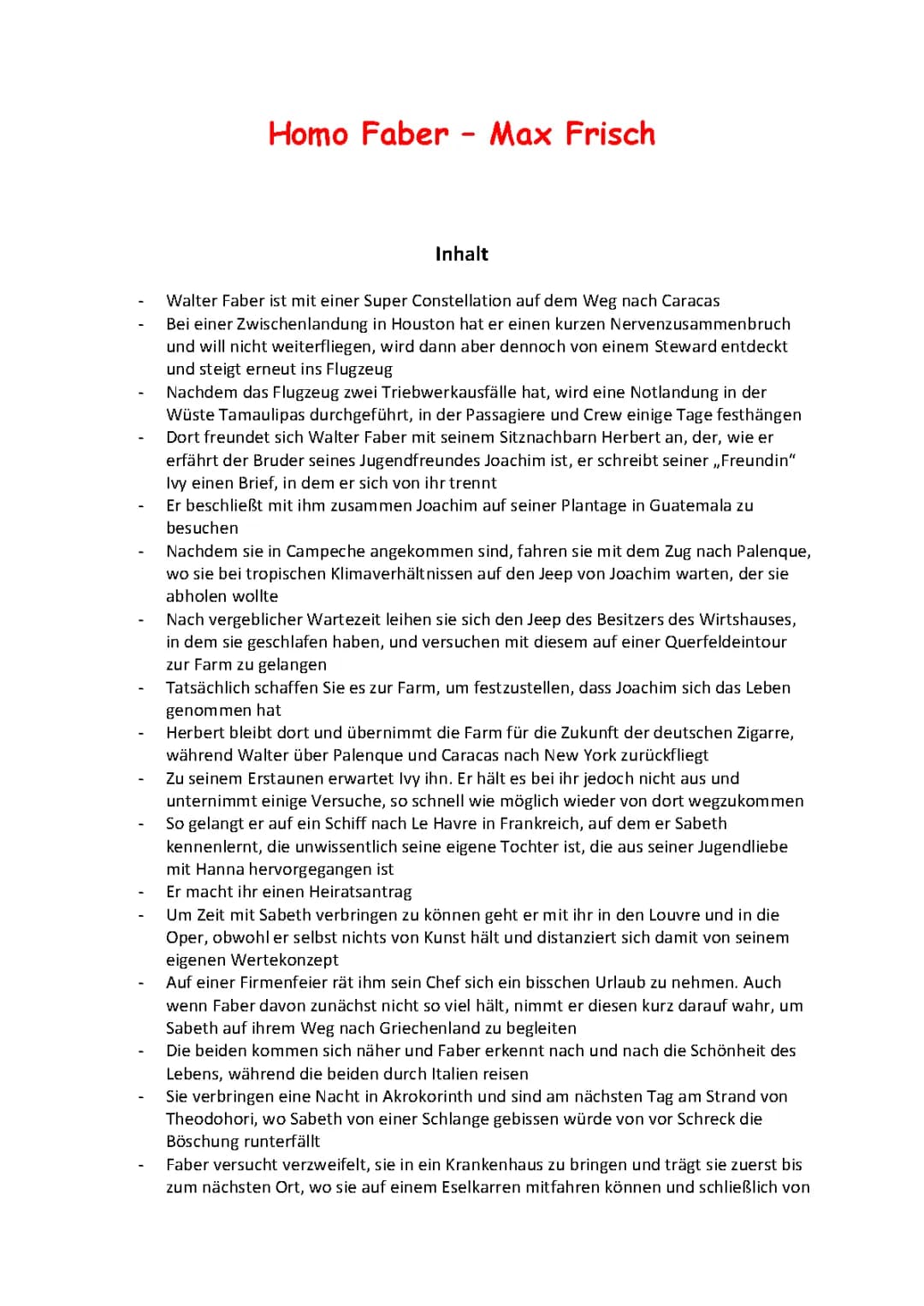 Homo Faber - Ein Bericht