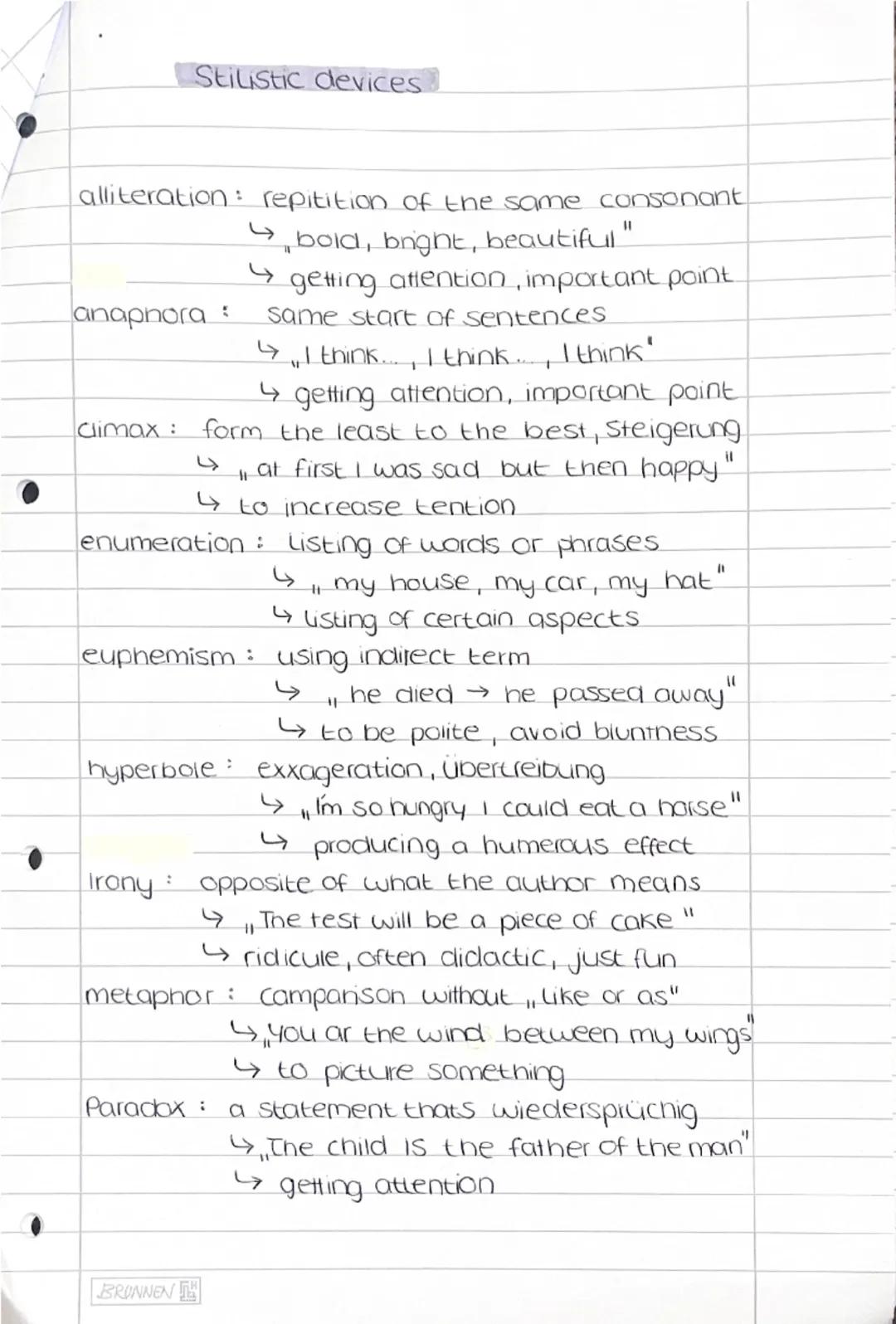 Stilistic Devices Englisch Stilistische Mittel