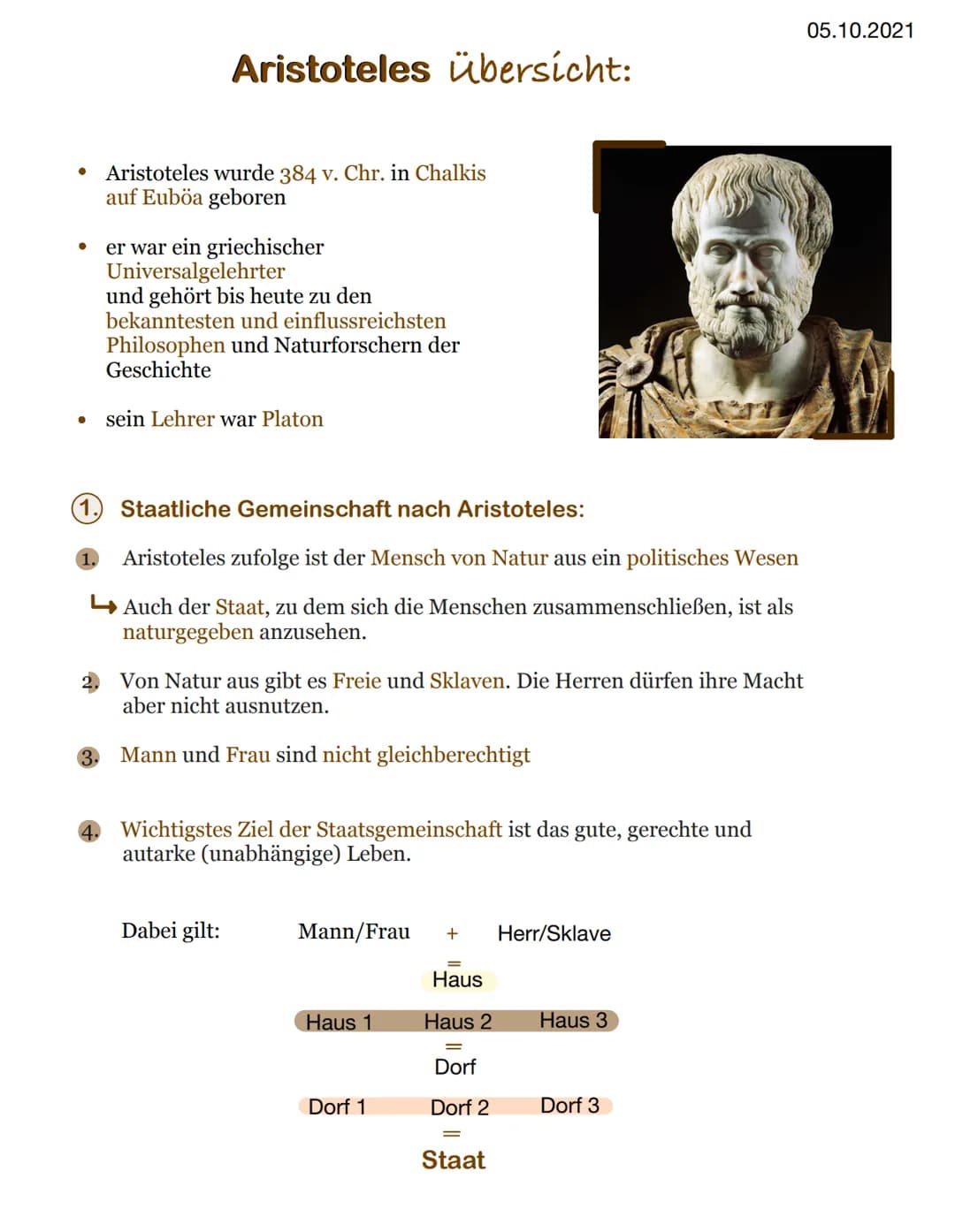 ●
(1.
Aristoteles übersicht:
Aristoteles wurde 384 v. Chr. in Chalkis
auf Euböa geboren
er war ein griechischer
Universalgelehrter
und gehör