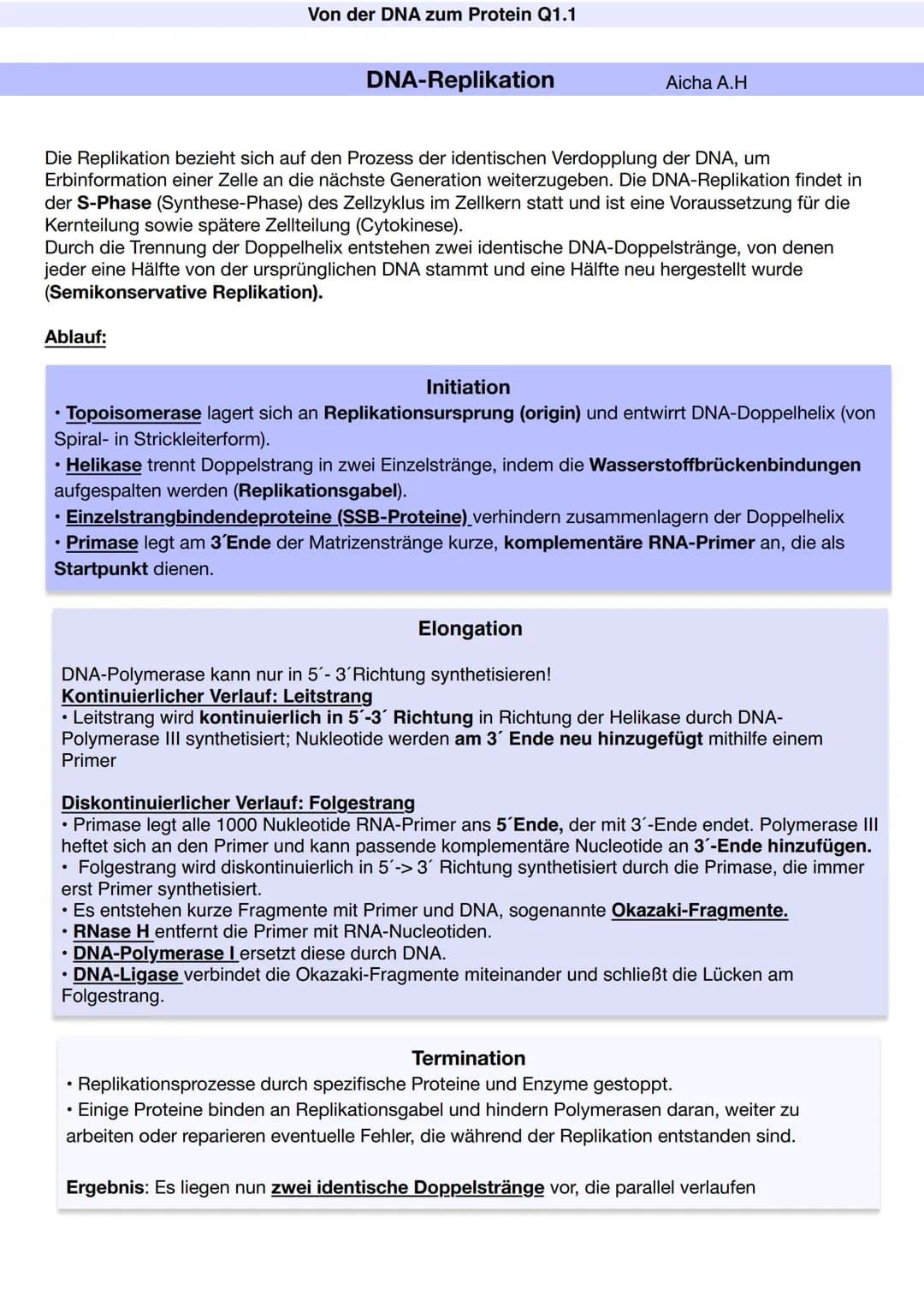 Q1.1 Von der DNA zum Protein
Aicha A.H Von der DNA zum Protein Q1.1
Q1 Abitur 2023 - Biologie LK
Aufbau der DNA und das Watson-Crick Modell 